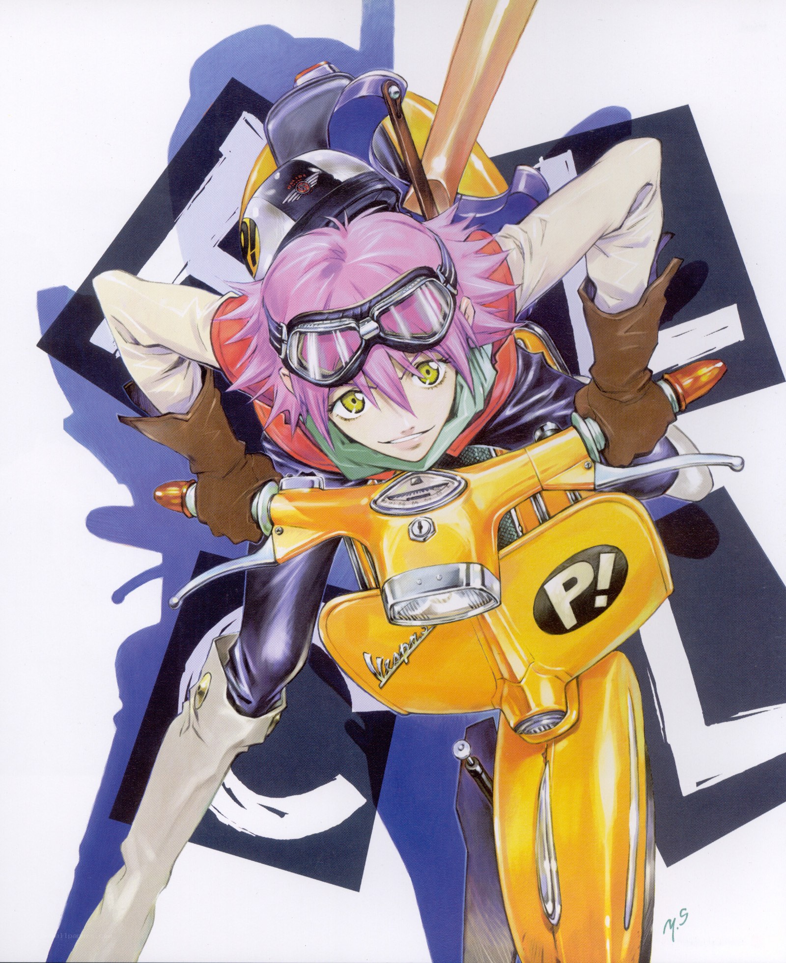 anime character on scooter