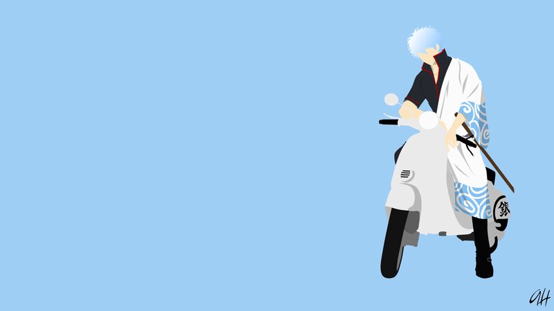 Anime Character on Scooter — Blue, Calm