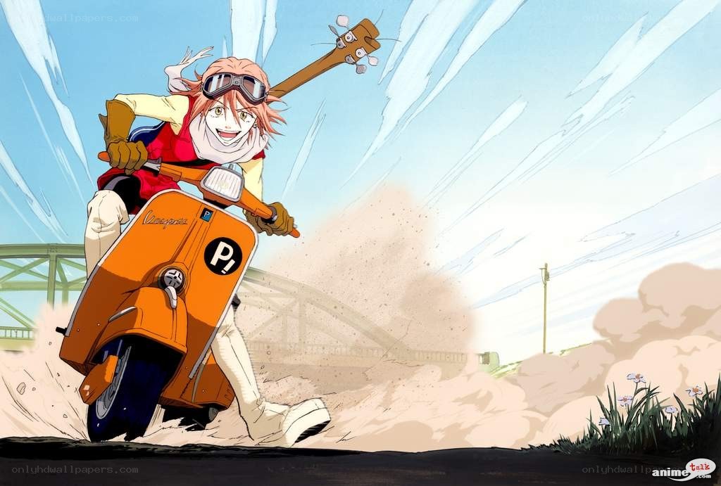 anime character on scooter