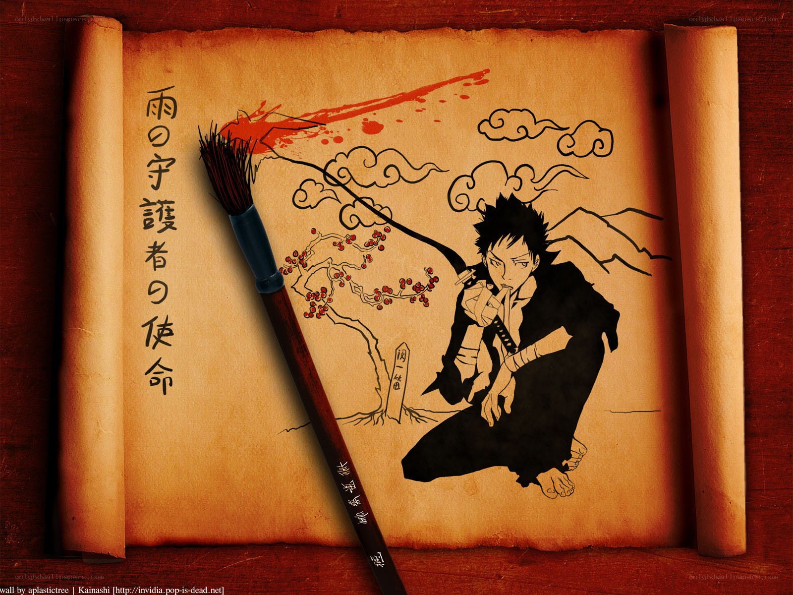 Anime character on scroll