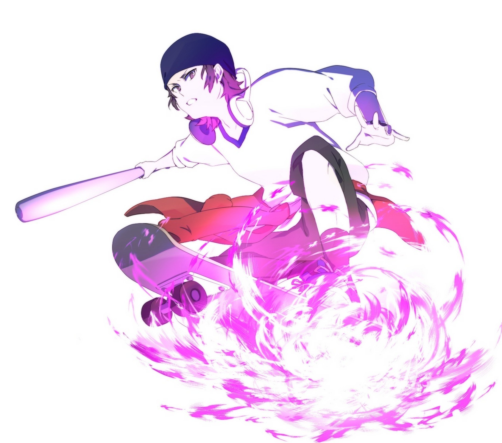 Anime character on skateboard