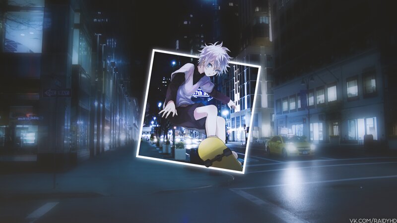 Anime Character on Skateboard — Blue