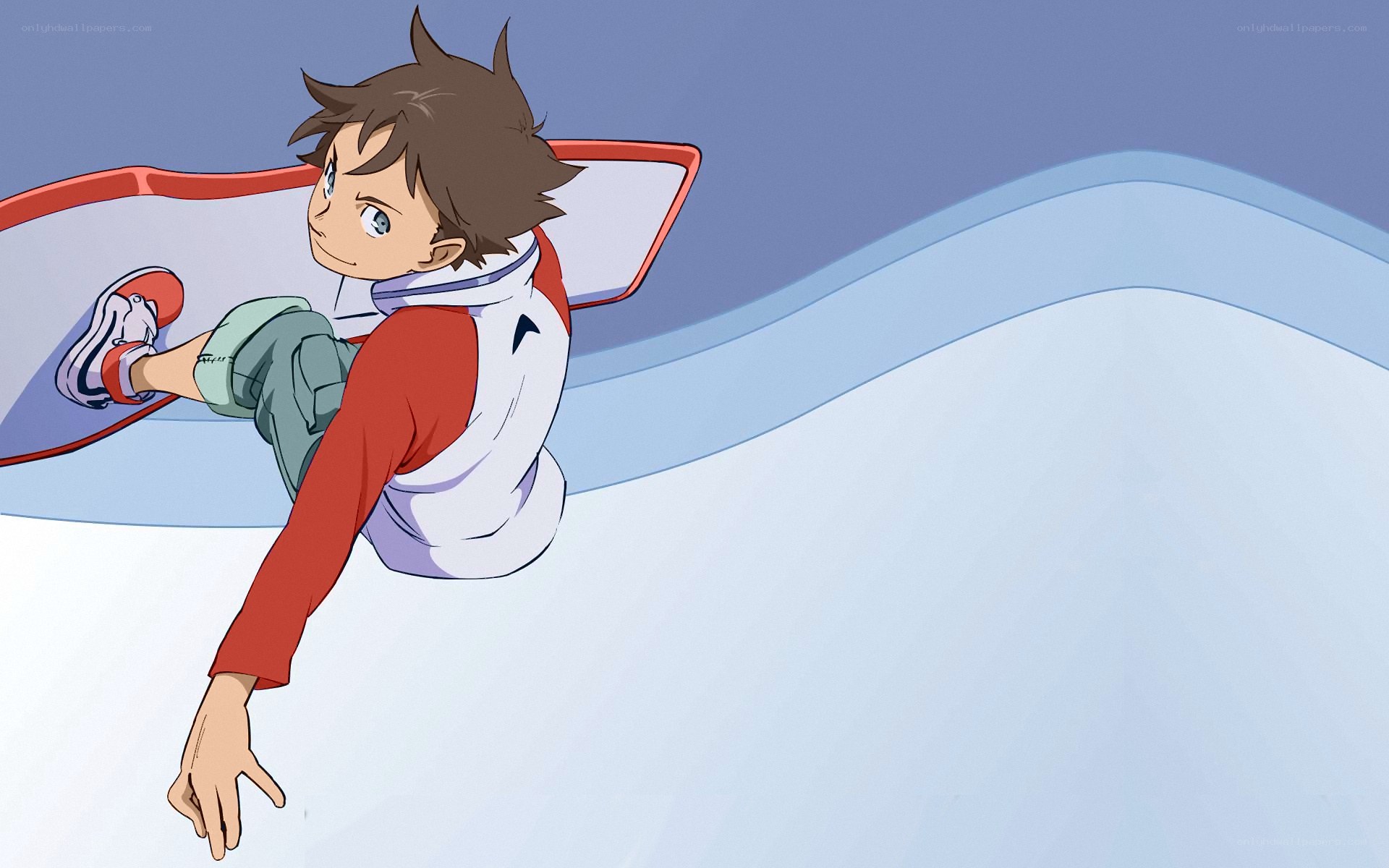 anime character on snowboard