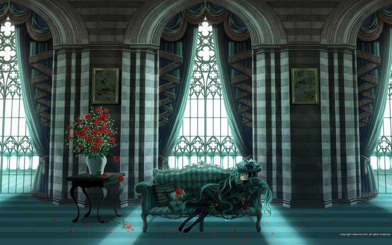 Anime Character on Sofa — Green, Dramatic