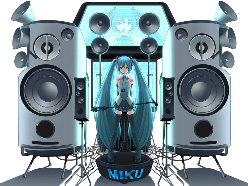 Anime Character on Stage — Blue, Technological, Digital Art