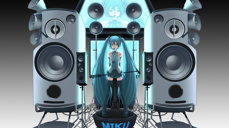 Anime Character on Stage — Blue, Technological