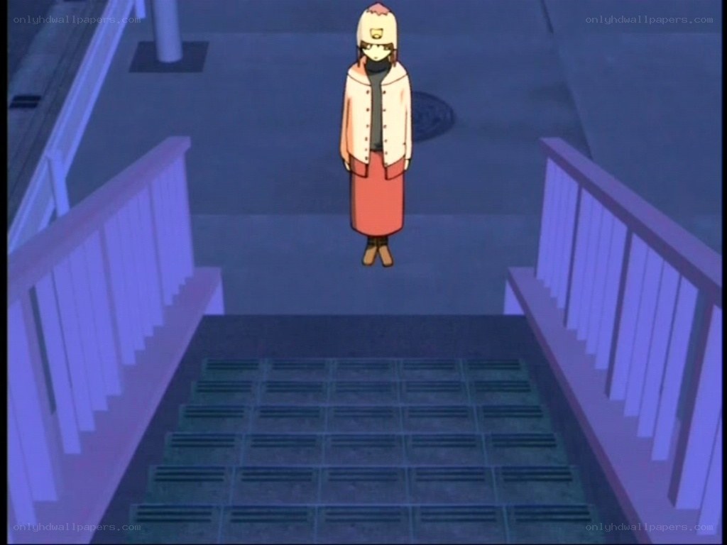 anime character on stairs