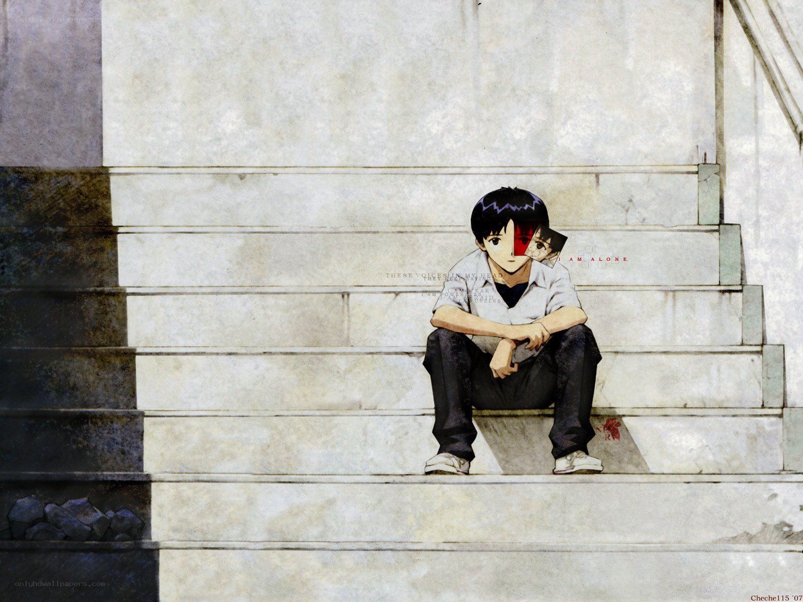 Anime character on stairs