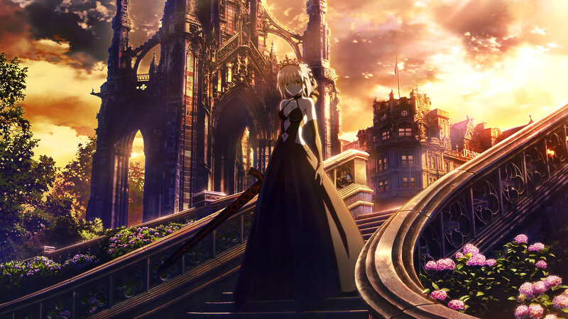 Anime Character on Stairs — Purple