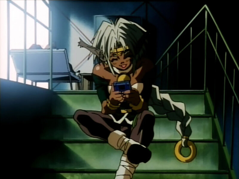 anime character on stairs