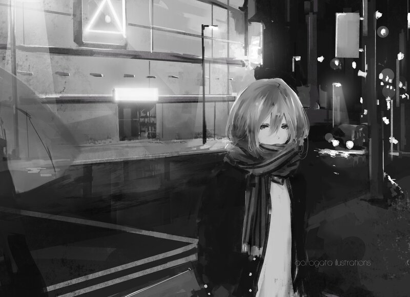 Anime Character on Street — Black