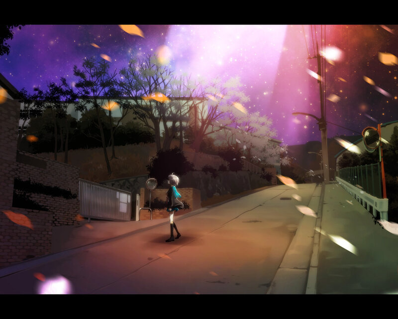 Anime Character on Street — Purple