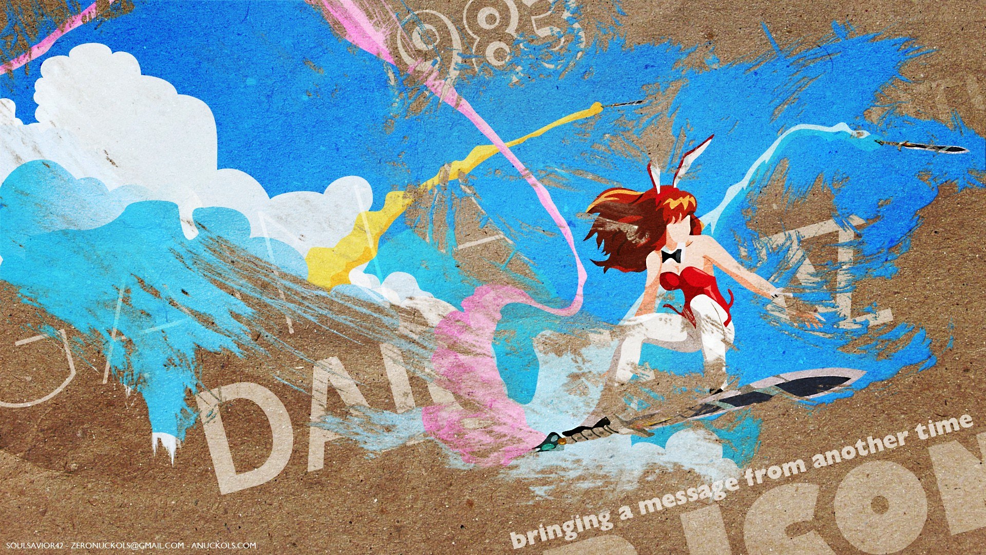 anime character on surfboard