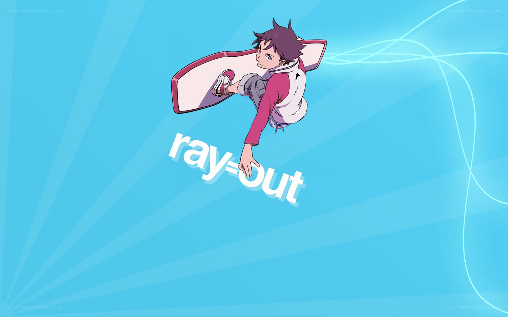 anime character on surfboard