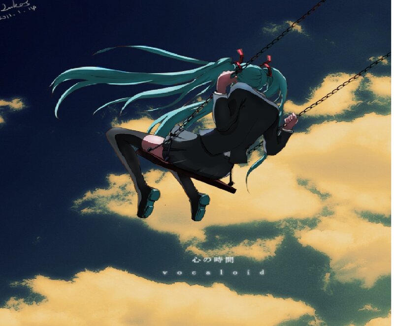 Anime Character on Swing — Blue
