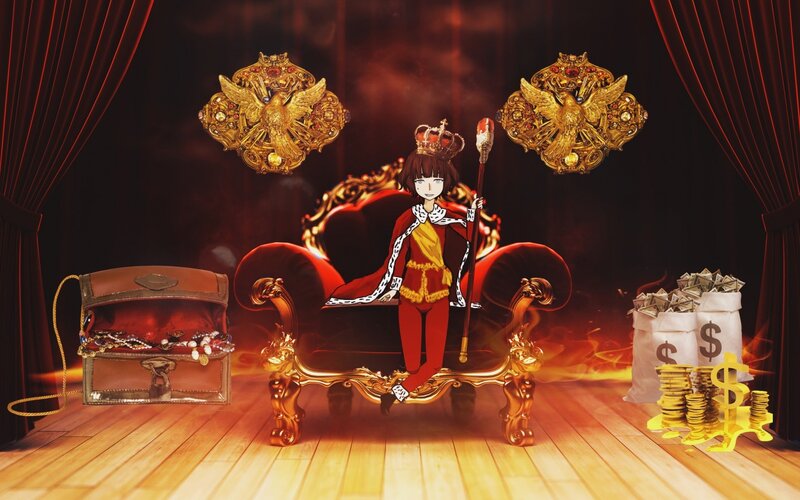 Anime Character on Throne — Red