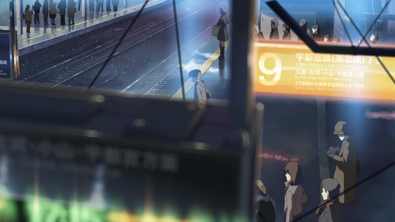 Anime Character on Train Platform — Blue