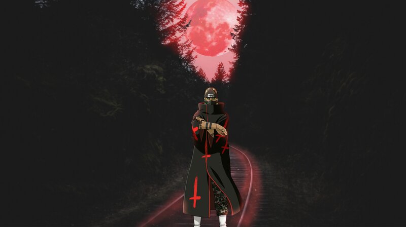 Anime Character on Train Tracks — Black