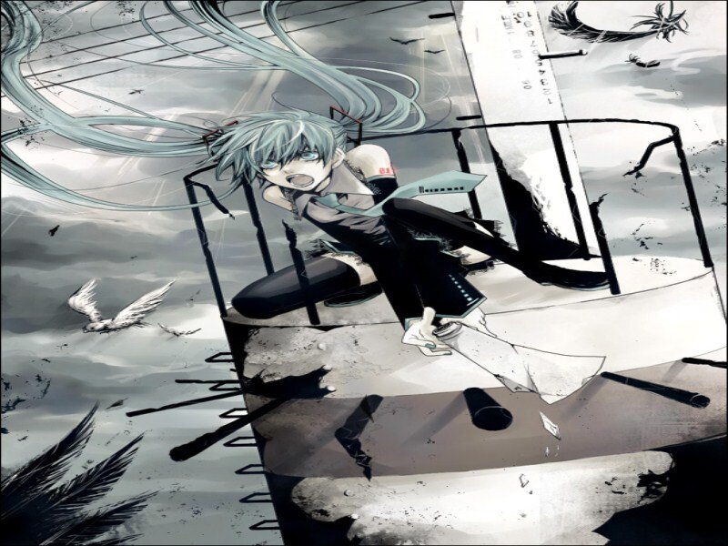 Anime Character on Wreckage — Gray