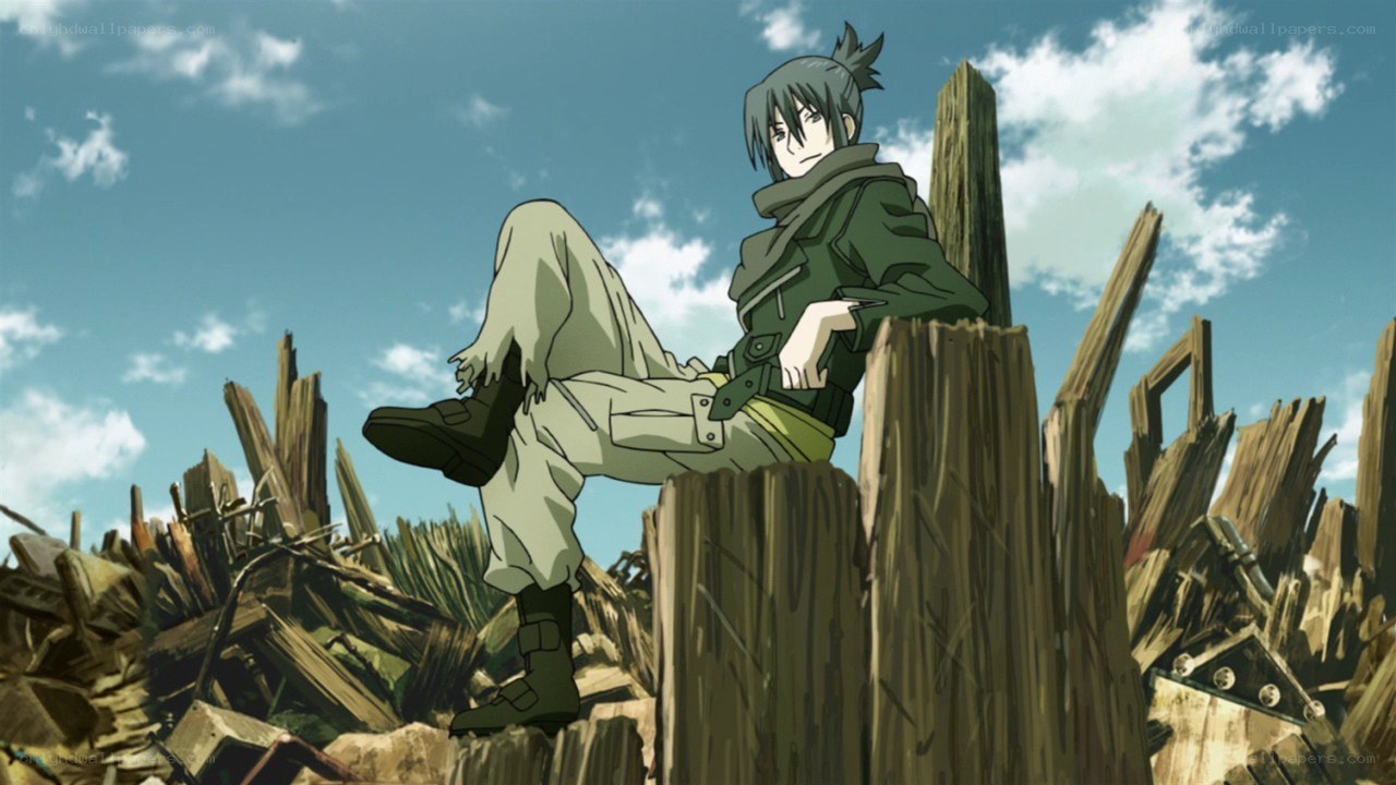 anime character on wreckage