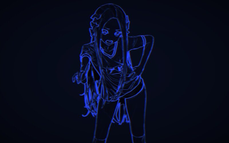 Anime Character Outline — Blue, Dramatic