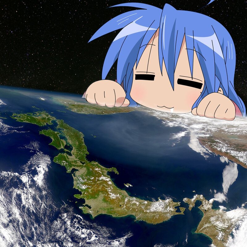 anime character over Earth