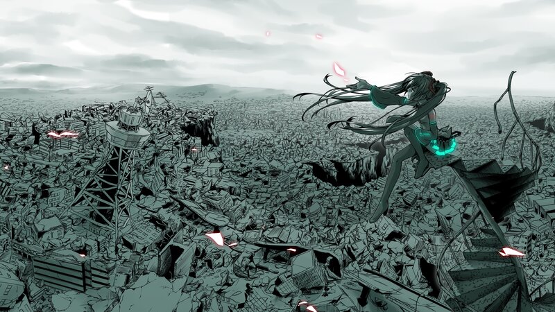 Anime Character over Ruins