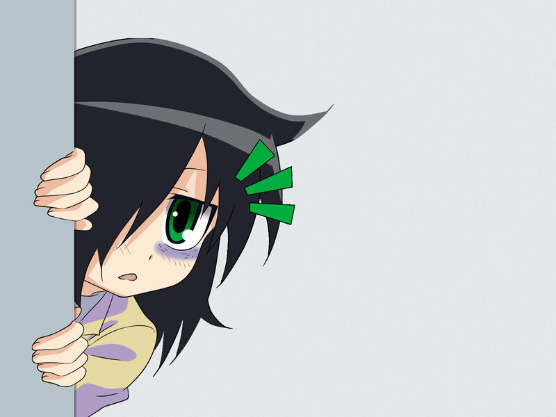 Anime Character Peeking — Black, Curious