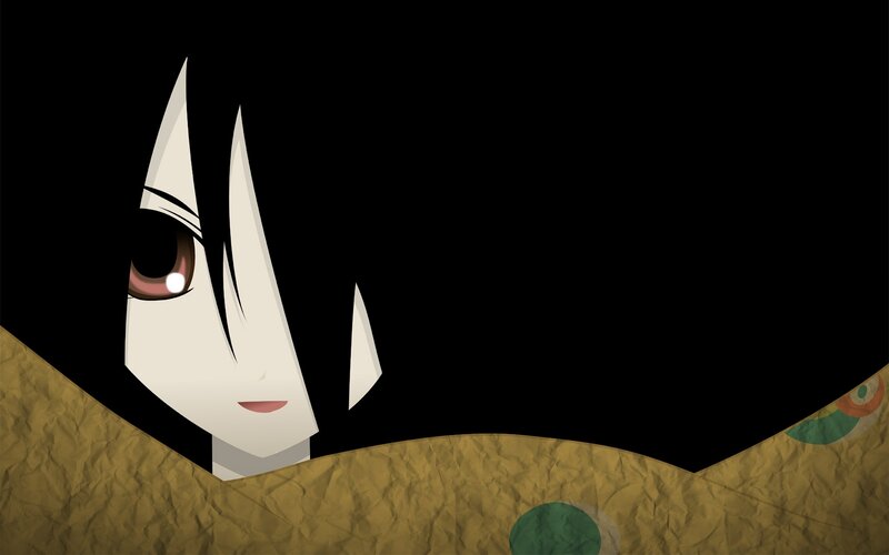 Anime Character Peeking — Black, Dramatic, Black Hair