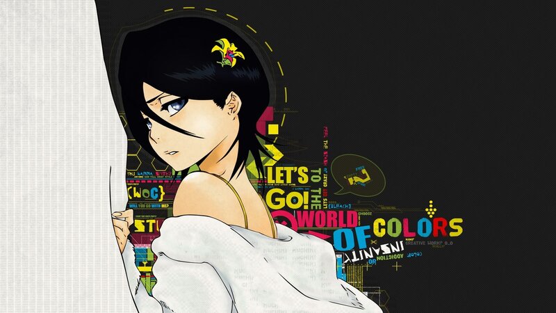 Anime Character Peeking — Black, Dramatic, Manga, Flower in Hair