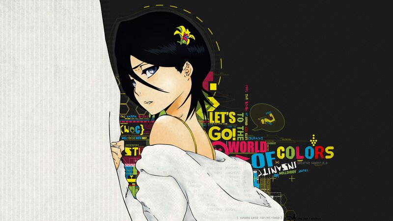 Anime Character Peeking — Black, Dramatic, Text Collage