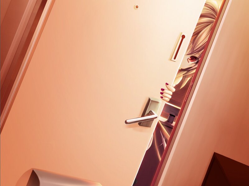 Anime Character Peeking from Door — Peach