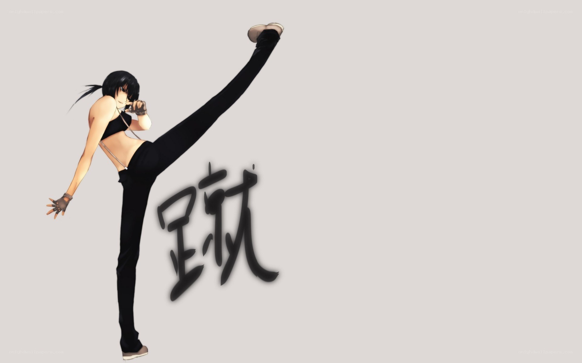 anime character performing high kick