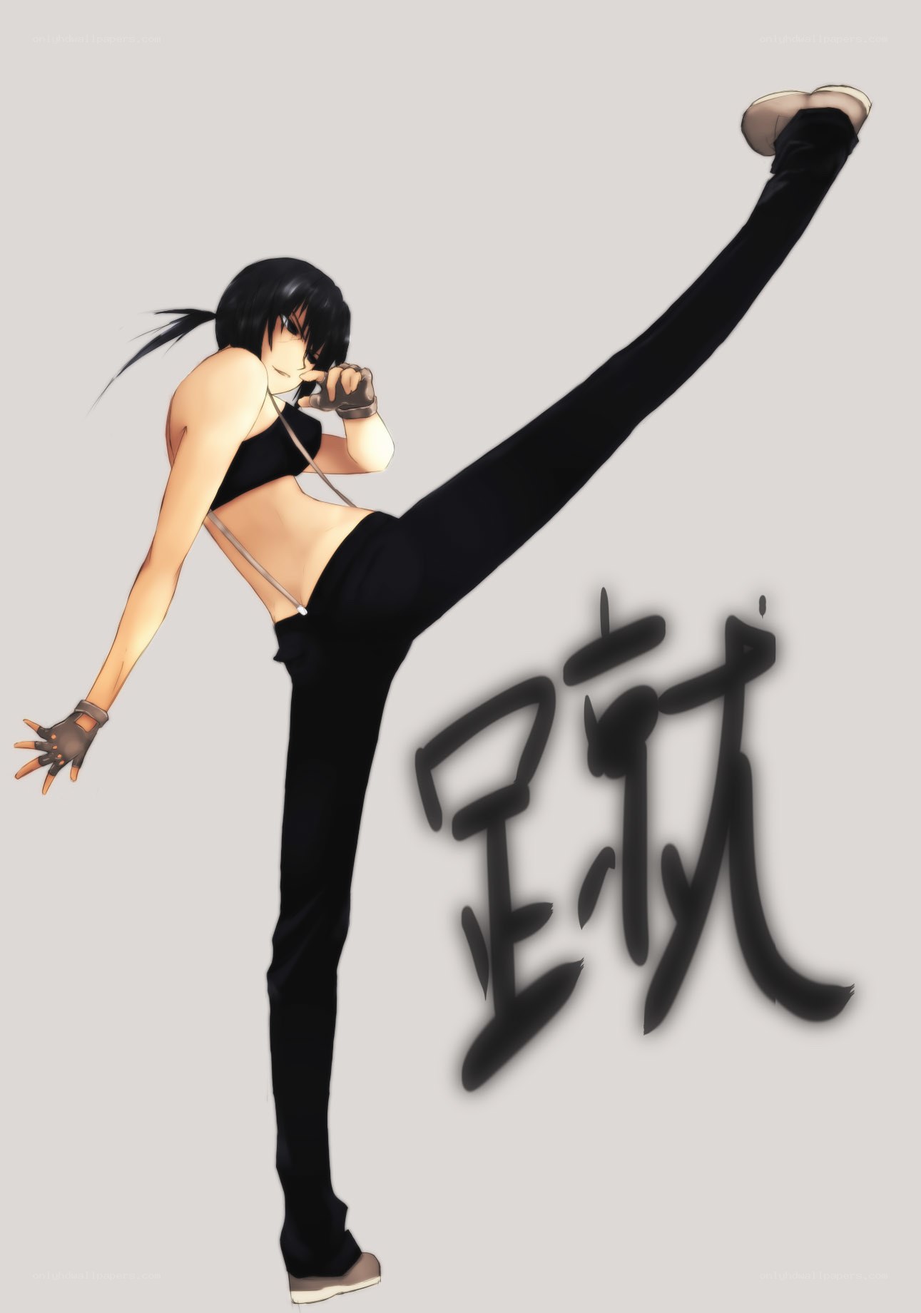 anime character performing high kick
