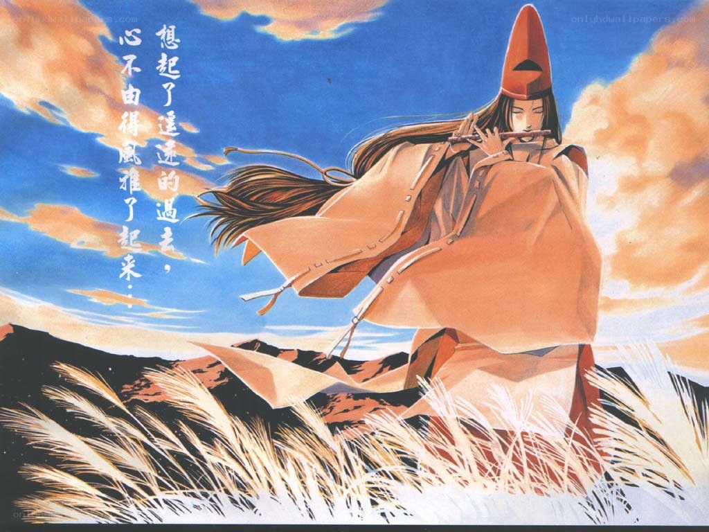 Anime character playing flute