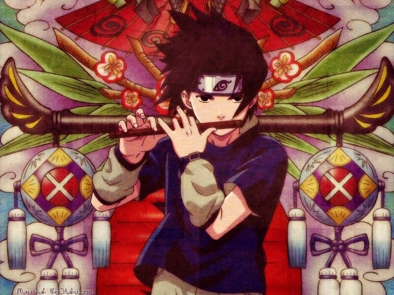 Anime Character Playing Flute — Blue, Calm