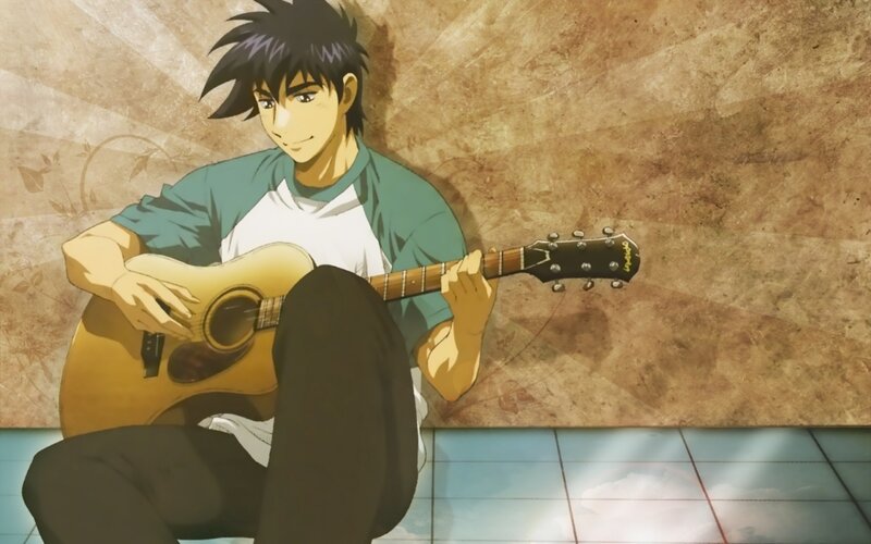 anime character playing guitar