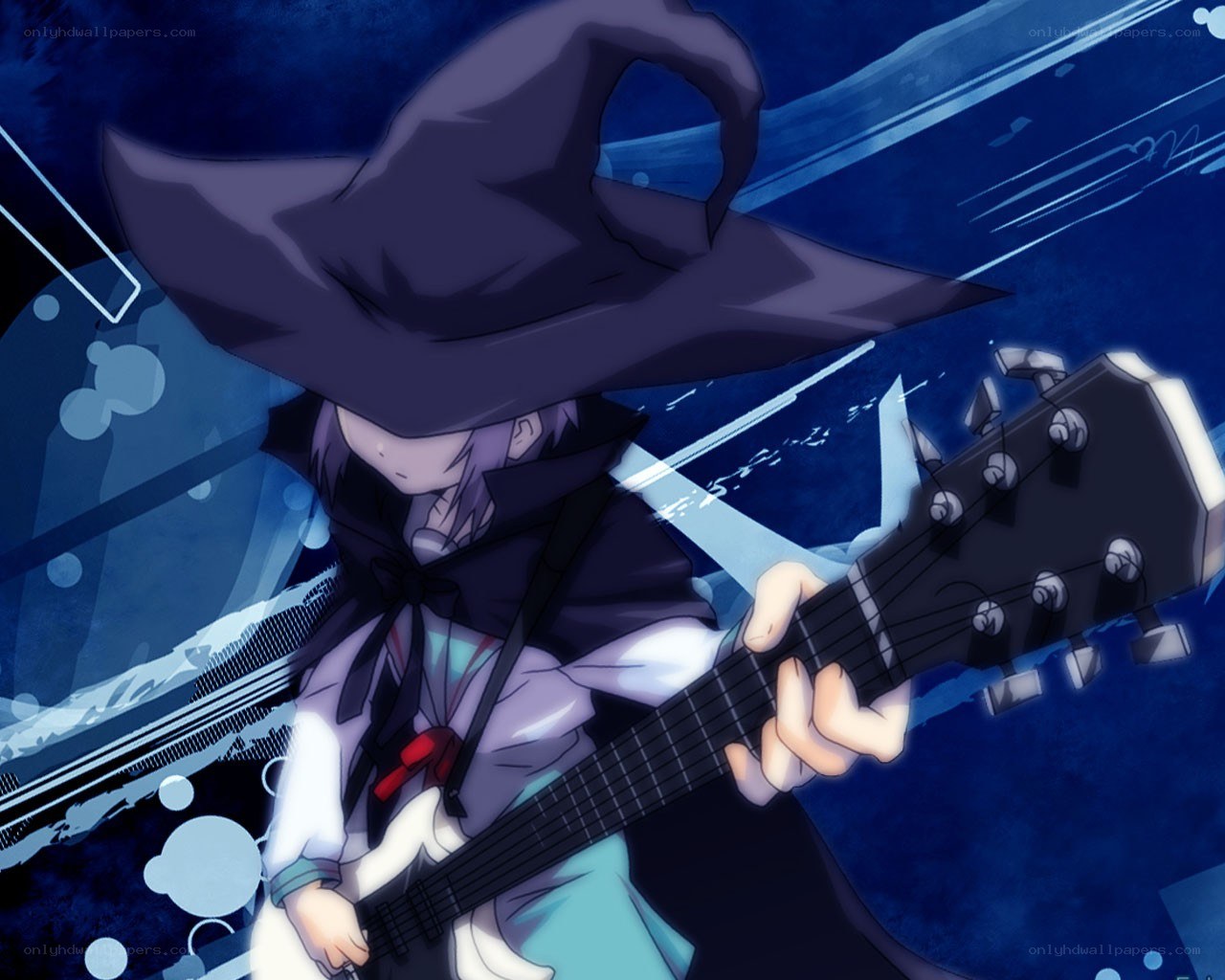 anime character playing guitar