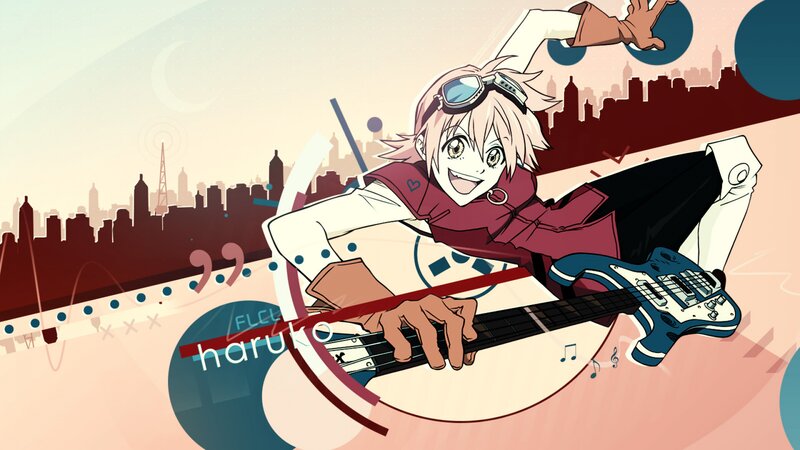 Anime Character Playing Guitar — Red