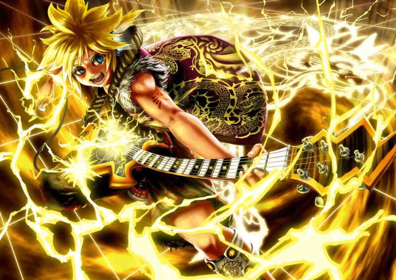 Anime Character Playing Guitar — Yellow