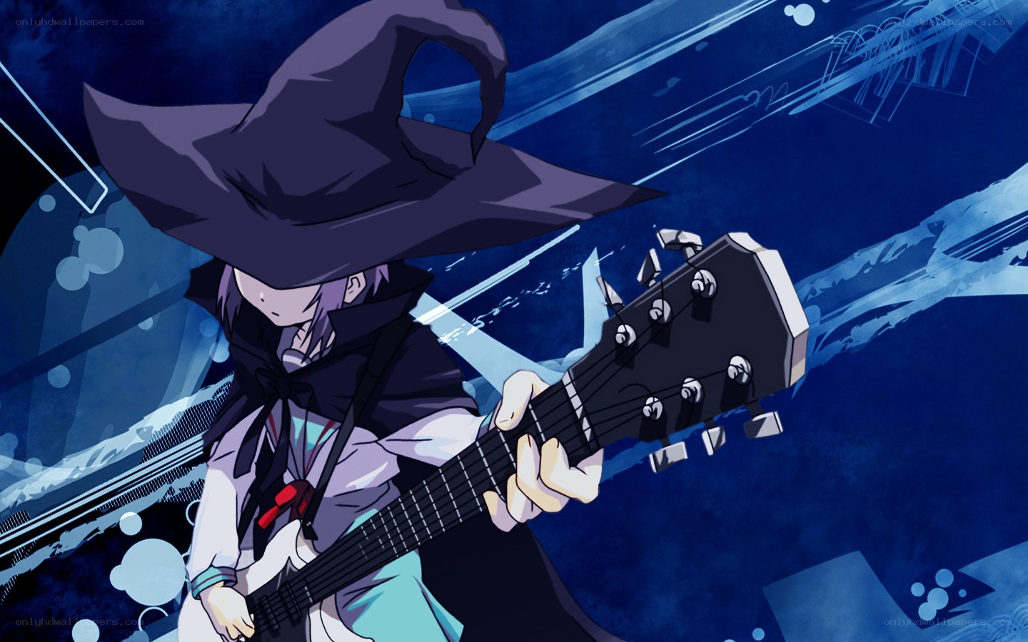 anime character playing guitar