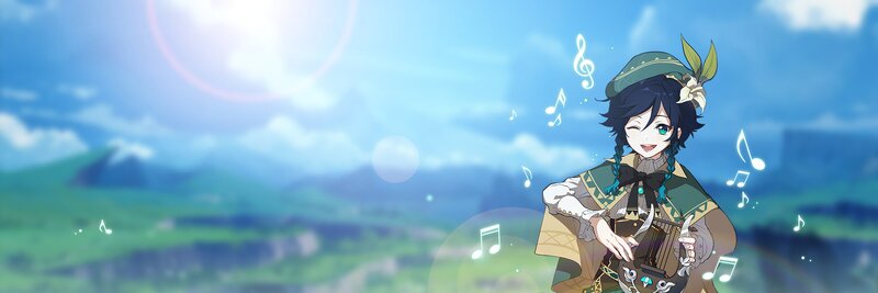 Anime Character Playing Lute — Blue