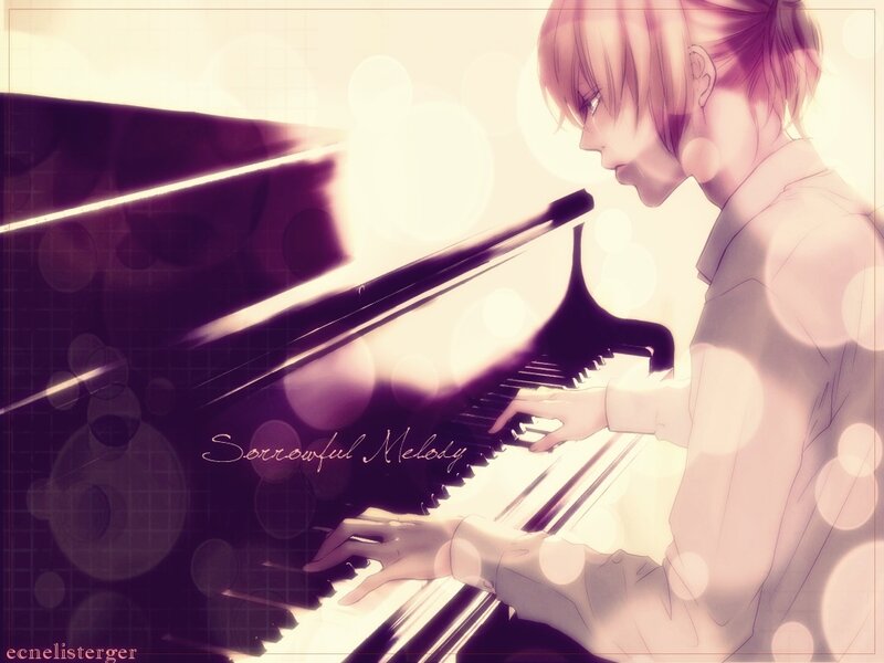 Anime Character Playing Piano — Purple