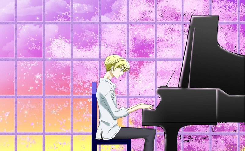 anime character playing piano