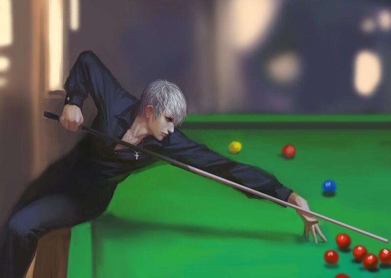 Anime Character Playing Pool