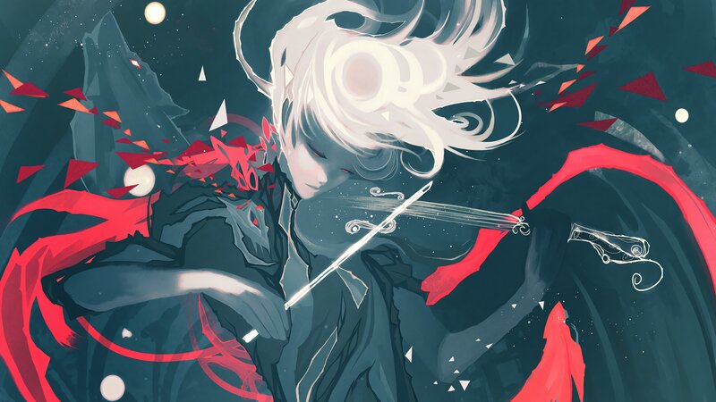 Anime Character Playing Violin — Black