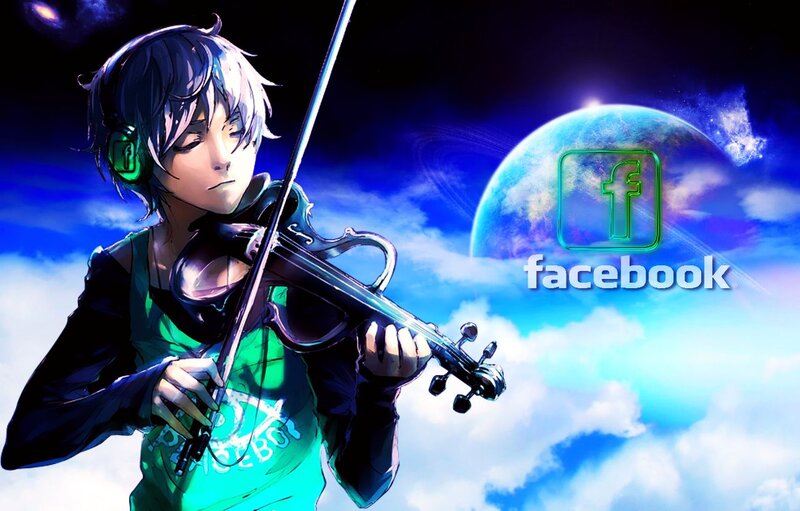 Anime Character Playing Violin — Blue, Dramatic
