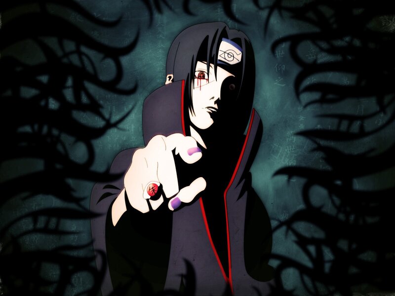 Anime Character Pointing — Black, Dramatic, Blood
