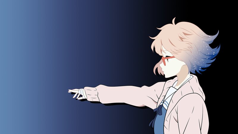 Anime Character Pointing — Blue, Dramatic, Glasses