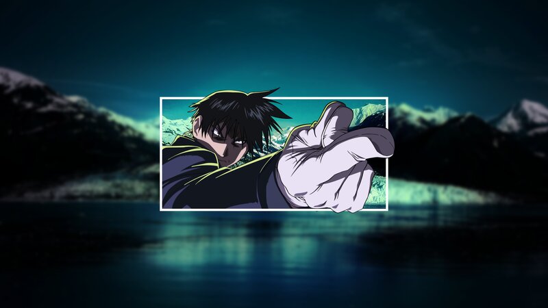 Anime Character Pointing — Blue, Dramatic, Night, Mountains